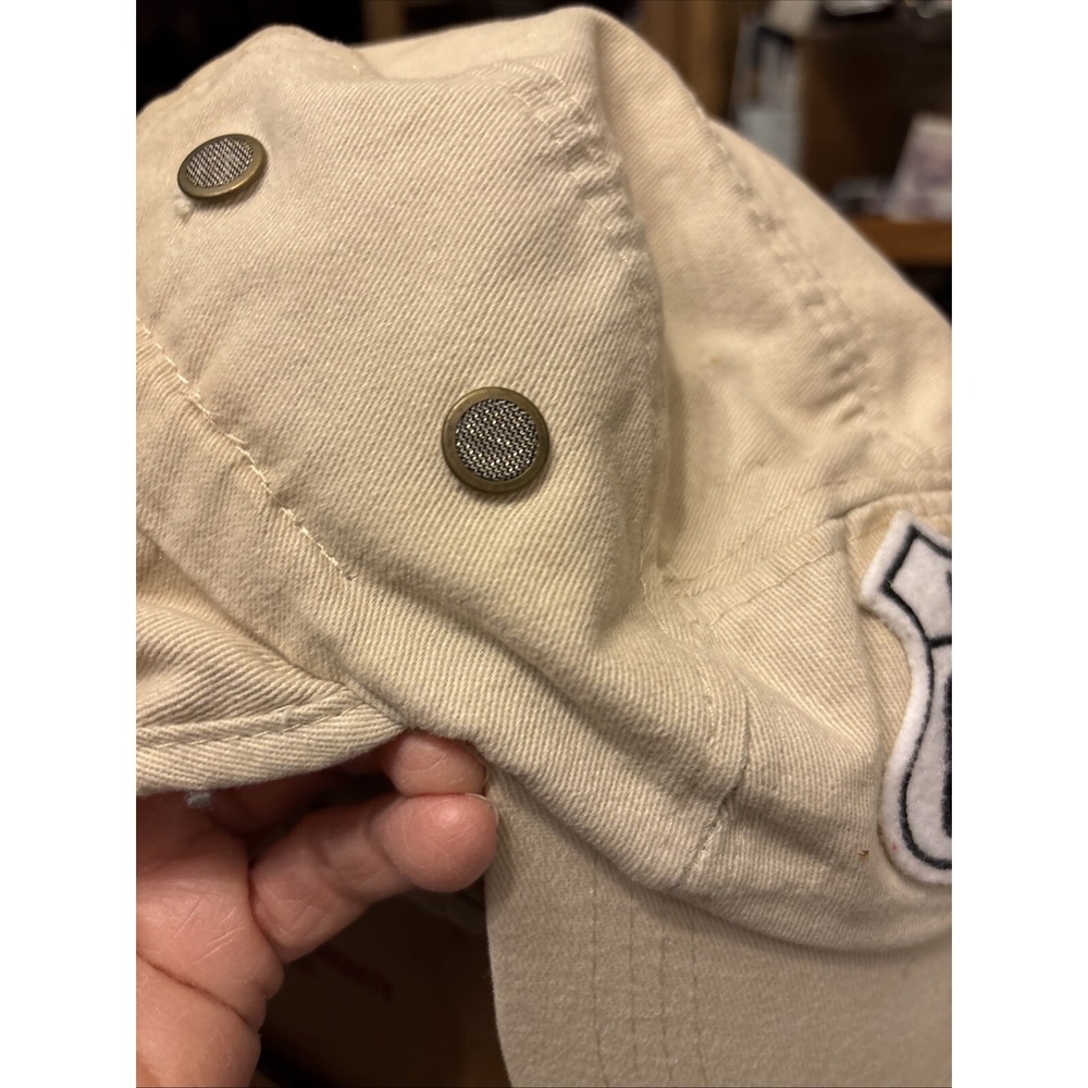 Ear Flap Sun Hat Neck Cover Baseball Cap Visor US 66 Beige spots on brim - Picture 11 of 11